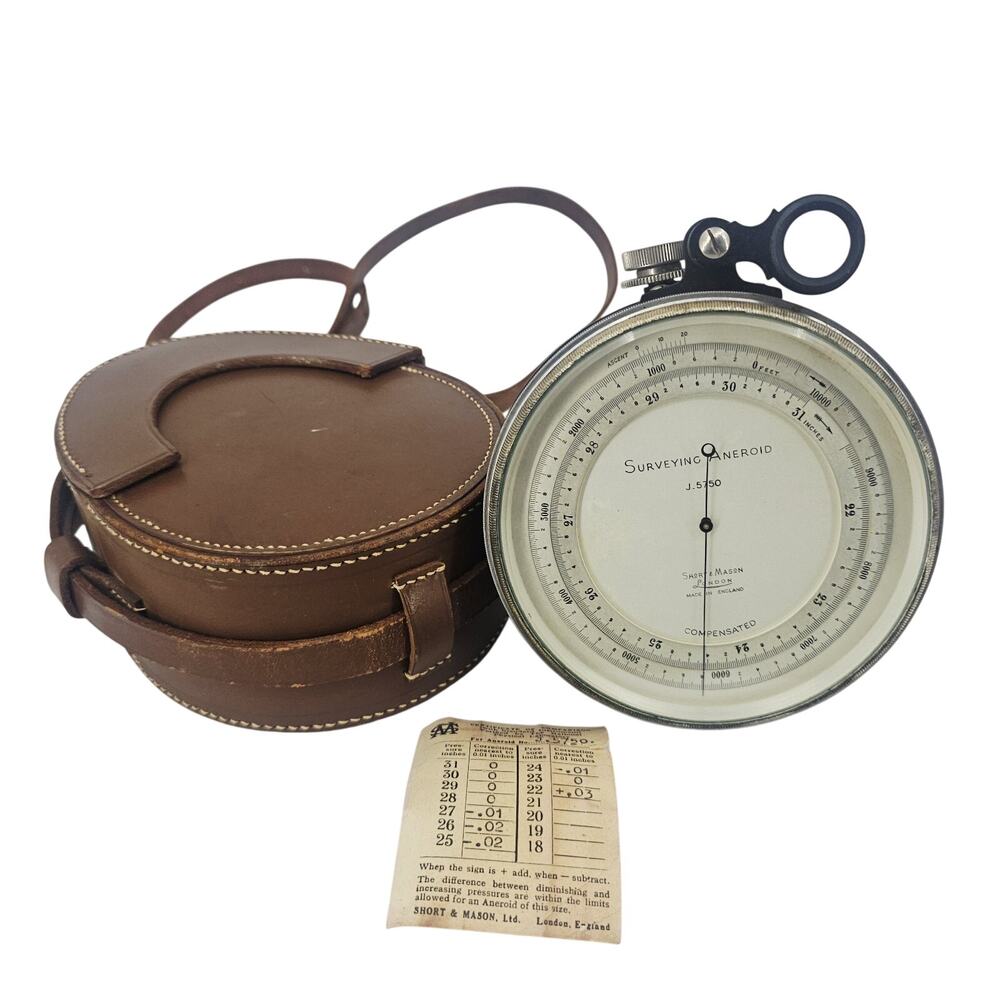 Antique Short & Mason Surveying Aneroid Compensated Barometer With Case England